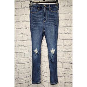 HOLLISTER 1S W: 25 CURVY ULTRA HIGH RISE STRETCH RIPPED MED. WASH JEGGING